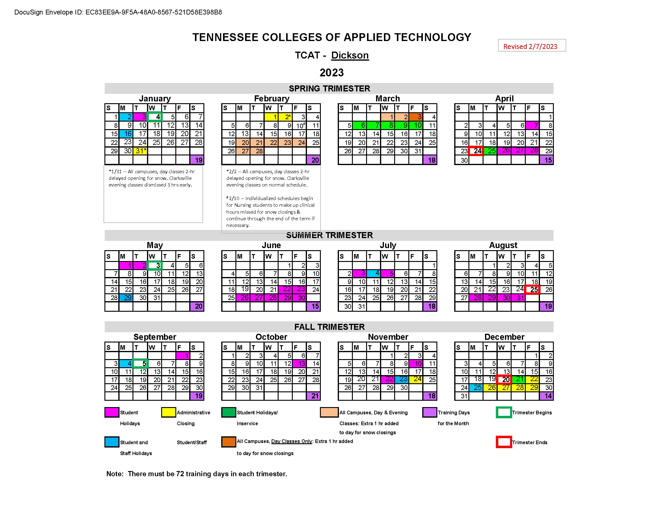 TCAT Dickson Operating Calendar TCAT Dickson TCAT Dickson Operating Calendar TCAT Dickson